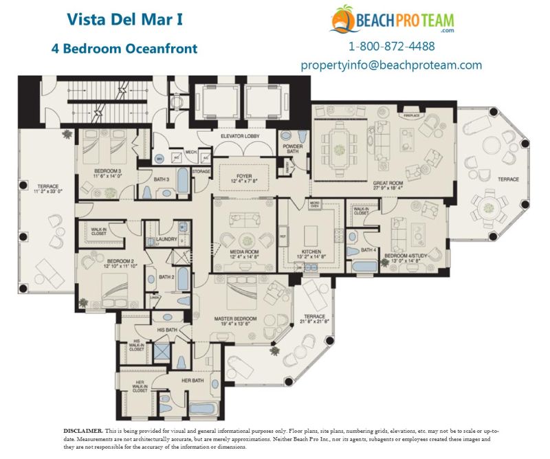 Grande Dunes - Vista Del Mar Genova Floor Plan - 4 Bedroom Oceanfront